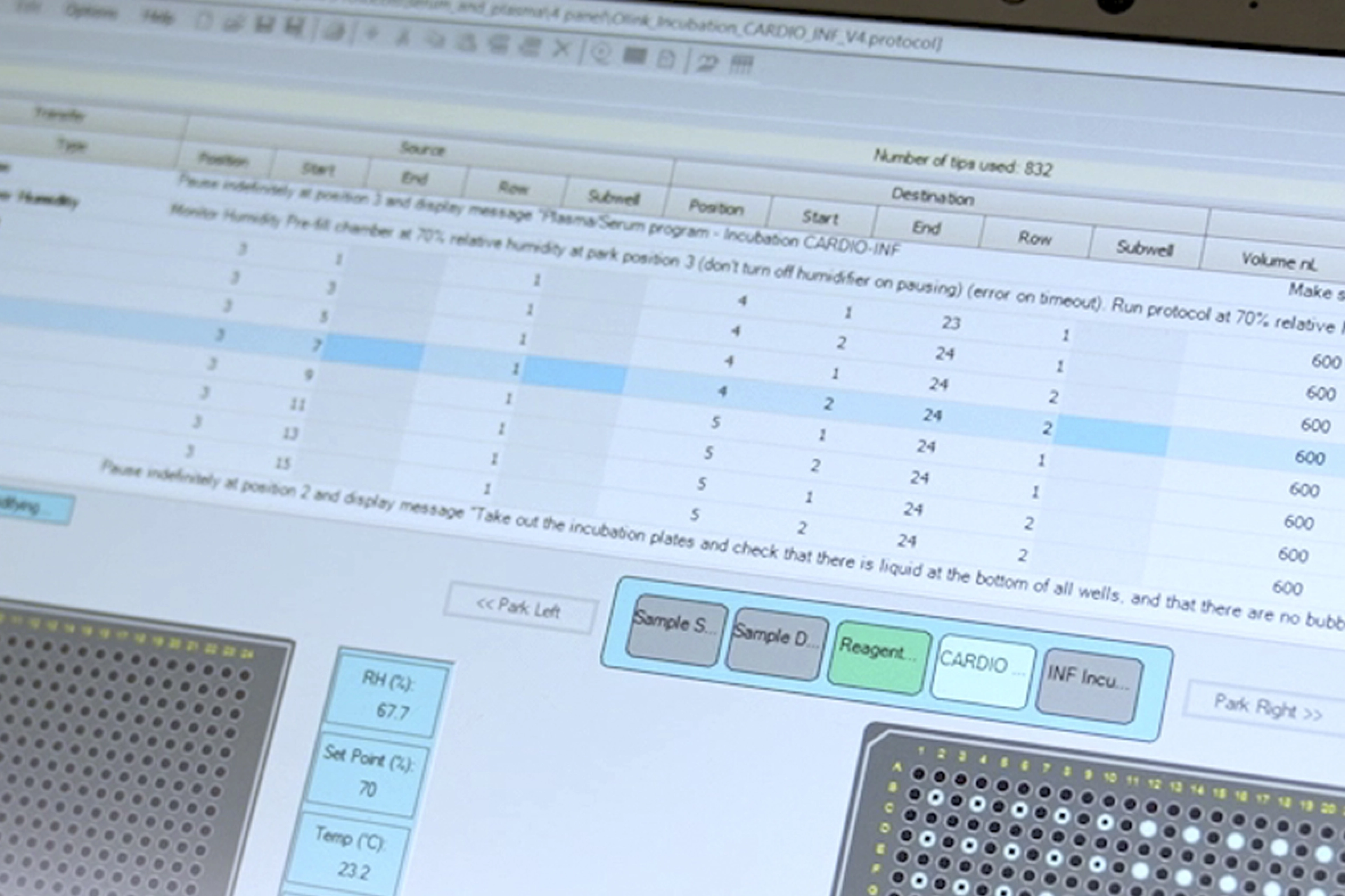Computer screen with proteomics data.